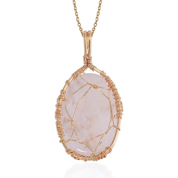 NEW Tree of Life Pendant in Goldtone w/White Crystal Quartz on Stainless Steel - Picture 3 of 4